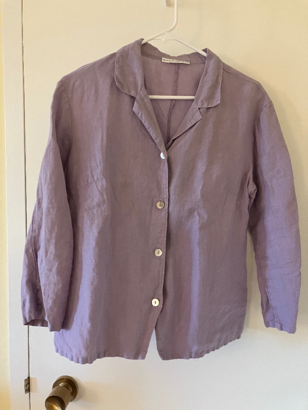 Bryn Walker Lavender Purple Relaxed Linen Button Down Shirt Size L